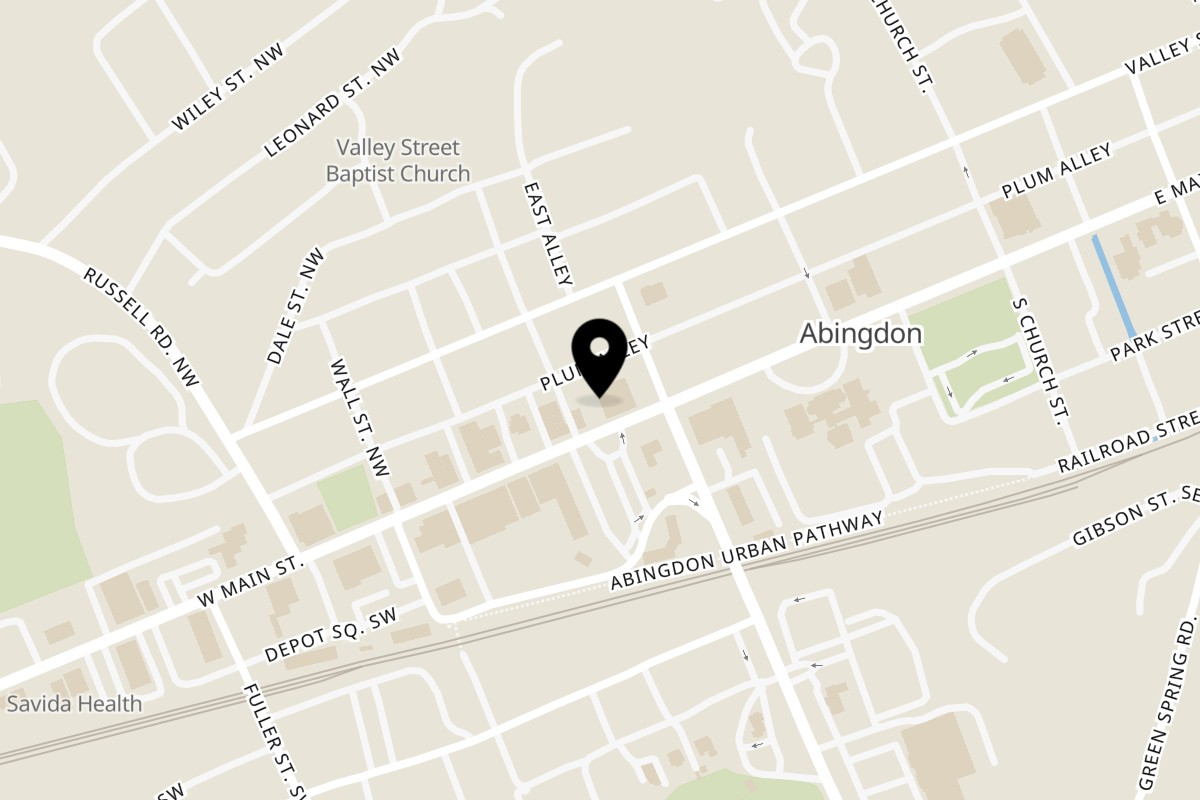 Map showing the location of Rendezvous International Cafe Abingdon on 211 W Main St in Abingdon